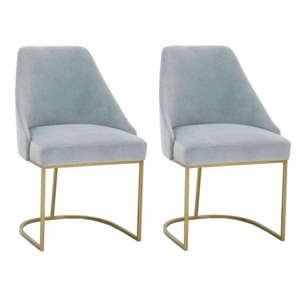 Light Blue Parissa Dining Chair Set of 2 Coastal Velvet Dining Chairs LOOMLAN By Essentials For Living