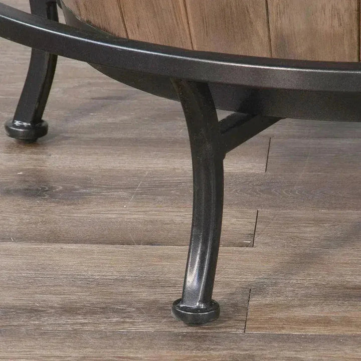 Light Brown Round Barrel Pub Table Barstools 5 PC Set-Dining Table Sets-Sunny D-LOOMLAN