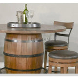 Light Brown Round Barrel Pub Table Barstools 5 PC Set