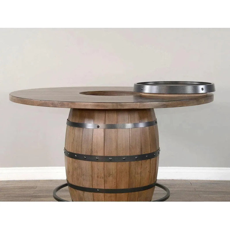 Light Brown Round Barrel Pub Table Barstools 5 PC Set