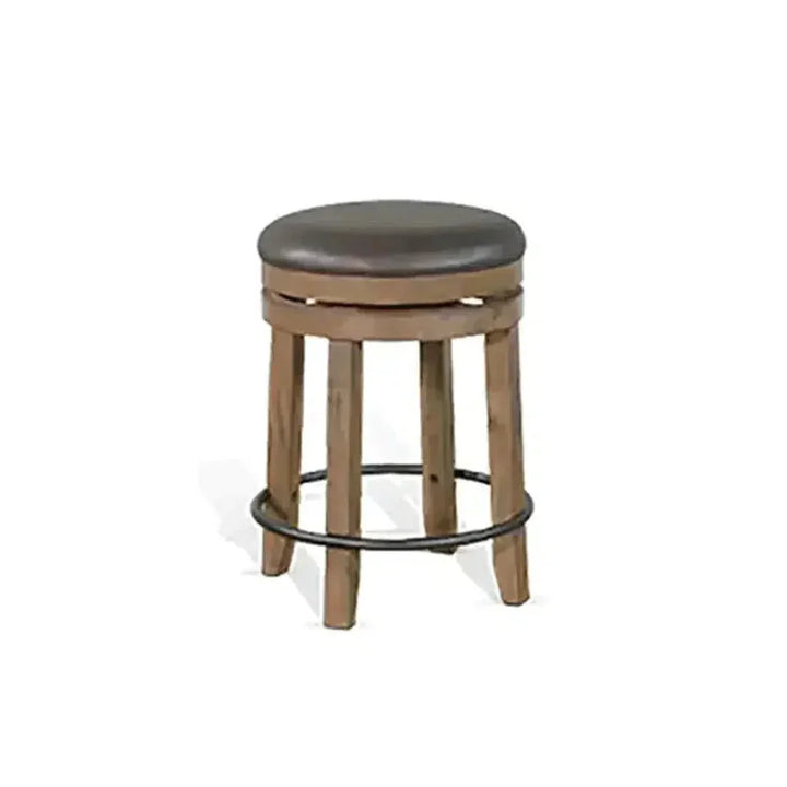 Light Brown Round Barrel Pub Table Stools 5 PC Set-Dining Table Sets-Sunny D-LOOMLAN