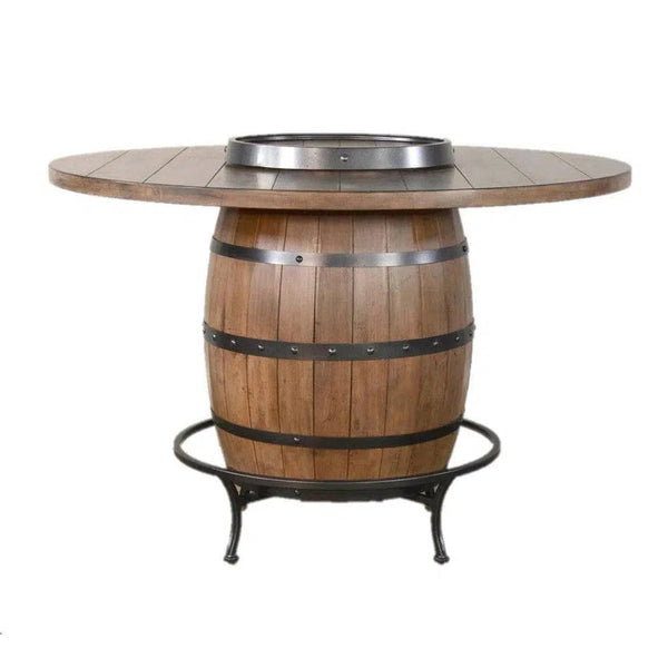 Light Brown Round Barrel Pub Table Stools 5 PC Set