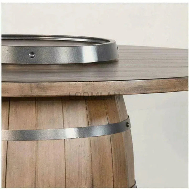 Light Brown Round Barrel Pub Table Stools 5 PC Set-Dining Table Sets-Sunny D-LOOMLAN