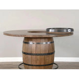 Light Brown Round Barrel Pub Table Stools 5 PC Set