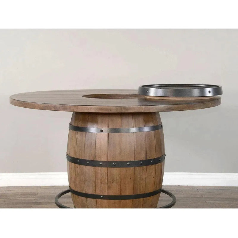 Light Brown Round Barrel Pub Table Stools 5 PC Set