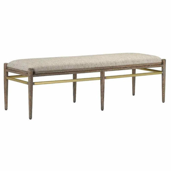 Light Pepper Brushed Brass Visby Calcutta Pepper Bench Bedroom Benches LOOMLAN By Currey & Co