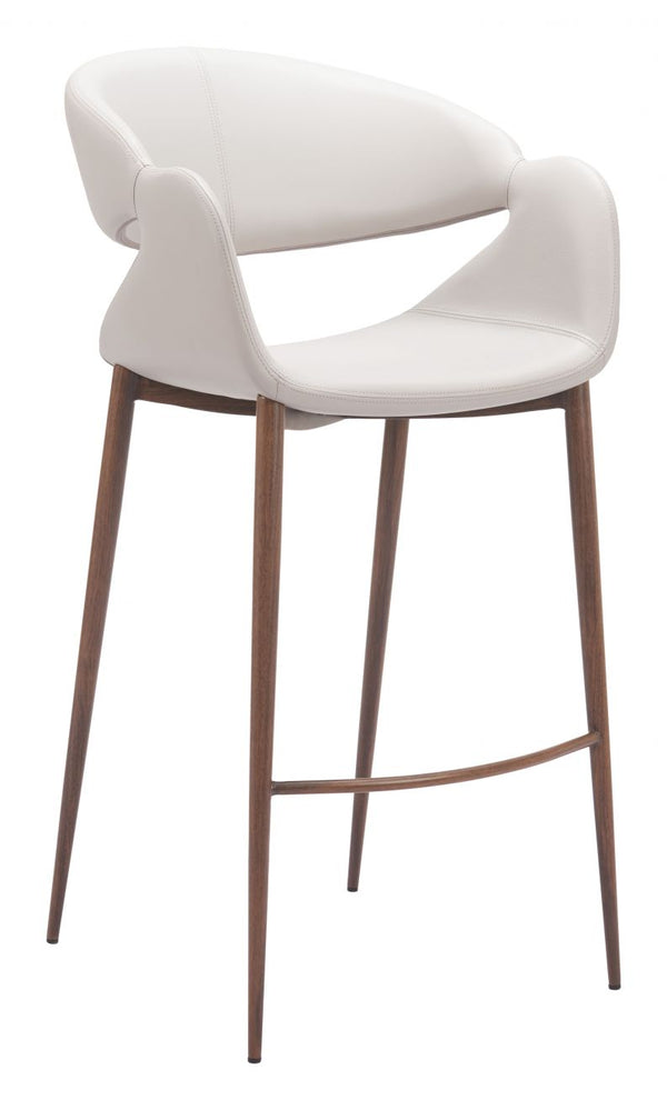 Limay Faux Leather Barstool Beige & Walnut
