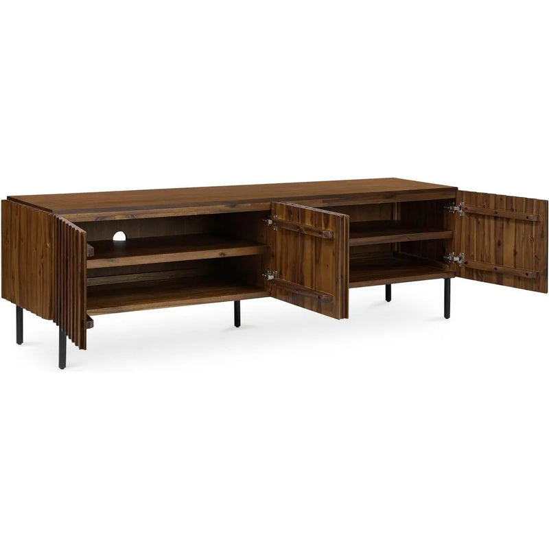 Lincoln Wood and Iron Brown Media Cabinet-TV Stands & Media Centers-Moe's Home-LOOMLAN