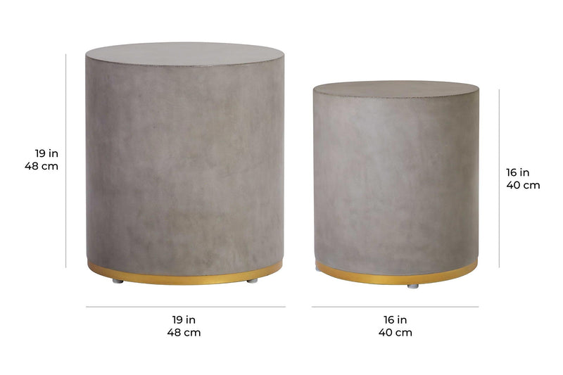 Linea Ring Accent Table Set - Gold Outdoor End Tables-Outdoor Side Tables-Seasonal Living-LOOMLAN