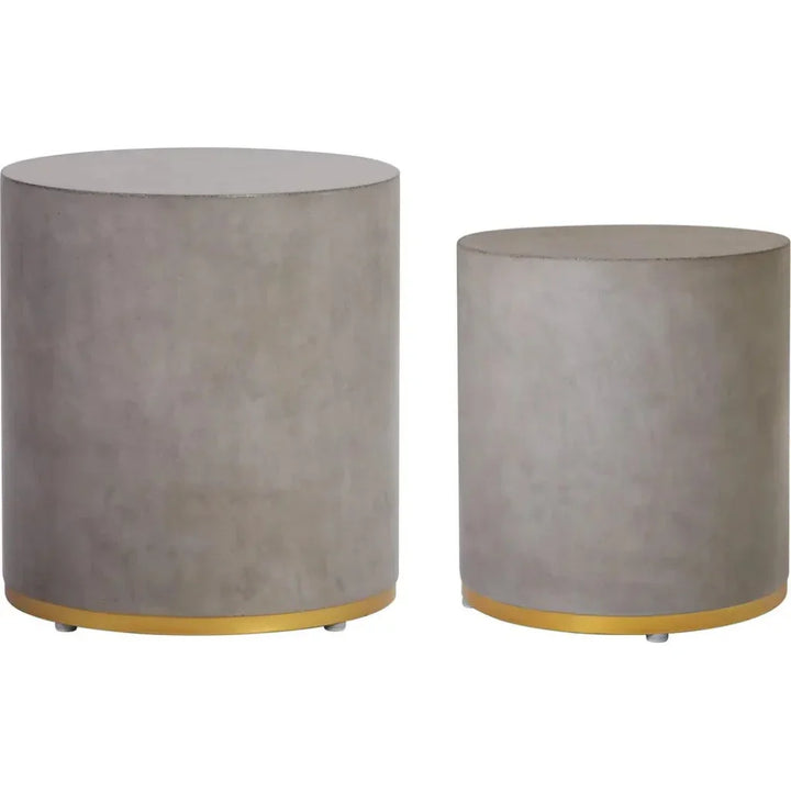 Linea Ring Accent Table Set - Gold Outdoor End Tables - LOOMLAN