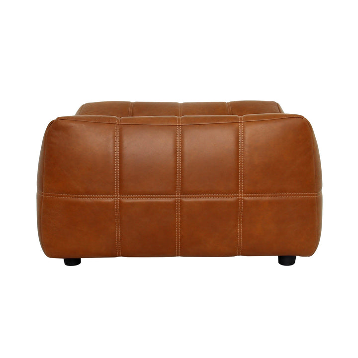 Linear Rich Brown Leather Ottoman-Ottomans-LH Imports-LOOMLAN