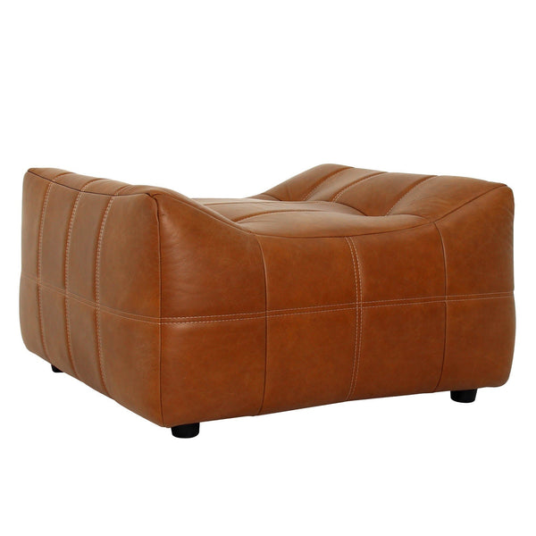 Linear Rich Brown Leather Ottoman-Ottomans-LH Imports-LOOMLAN
