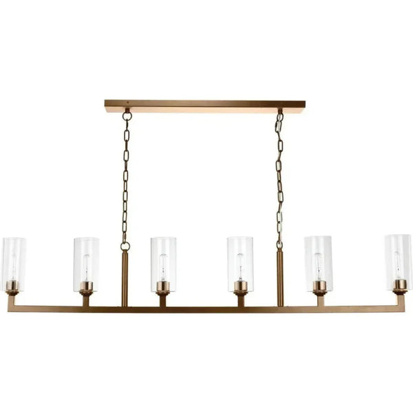 Linear Six Lights Metal Chandelier
