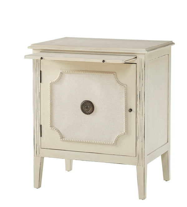 Linen & Beaded Front End Table-Side Tables-Furniture Classics-LOOMLAN