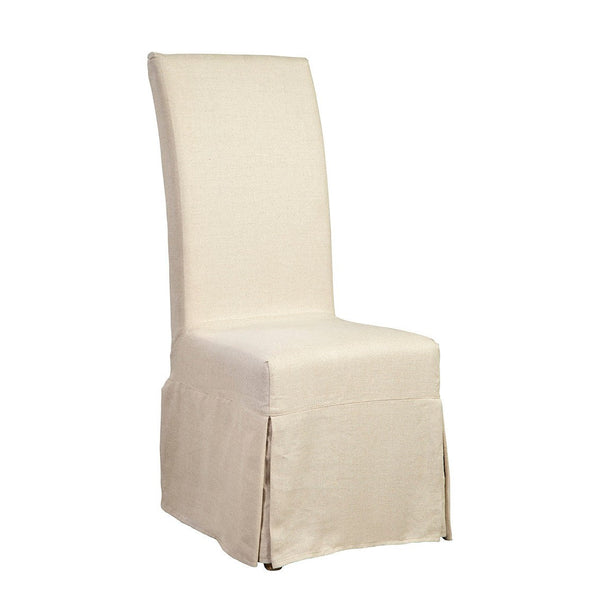 Linen Floor Length Slip Covered Parsons Chair Set of 2-Dining Chairs-Furniture Classics-LOOMLAN