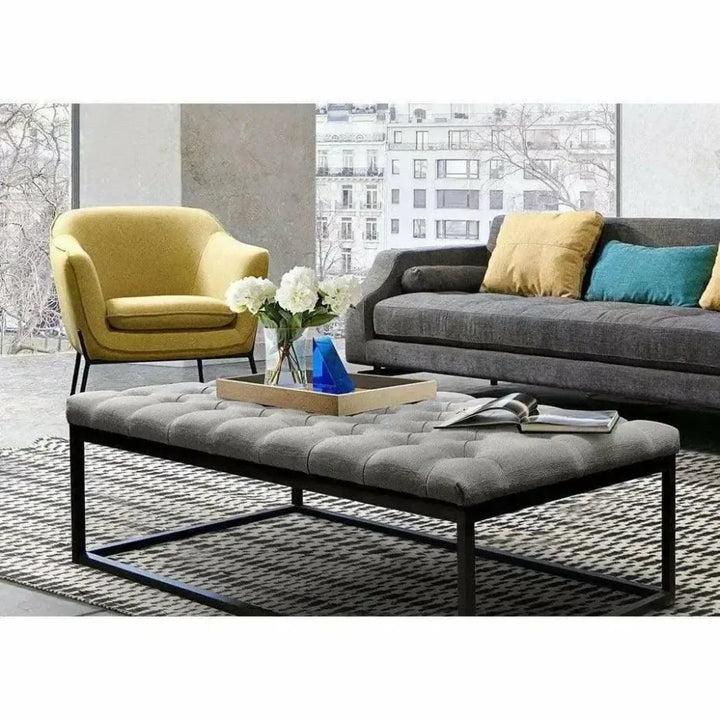 Linen Tufted Large Bedroom Bench in Grey - LOOMLAN - Diamond Sofa - Bedroom Benches