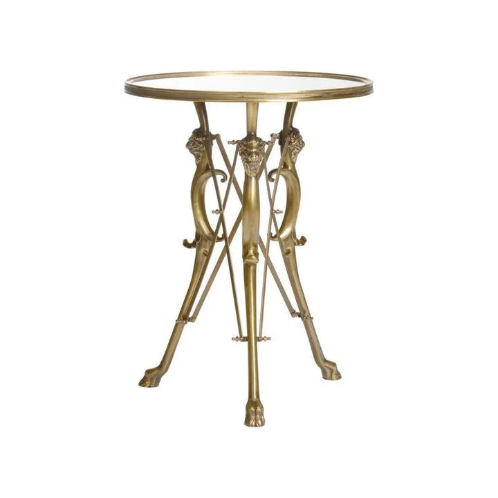 Lion In The Library Brass Framed Side Table - LOOMLAN - Wildwood - Side Tables