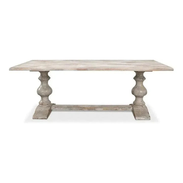 Lionisio Trestle Wood Dining Table-Dining Tables-Sarreid-Grey Oak-LOOMLAN