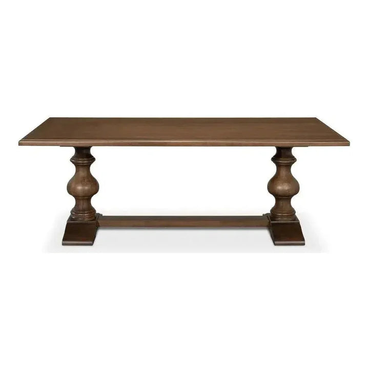 Lionisio Trestle Wood Dining Table-Dining Tables-Sarreid-Driftwood-LOOMLAN