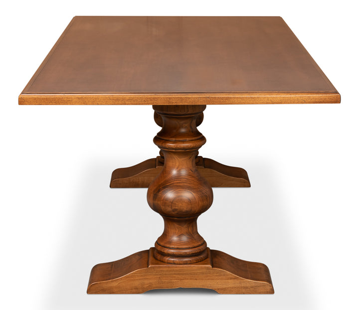 Lionisio Trestle Wood Dining Table-Dining Tables-Sarreid-LOOMLAN