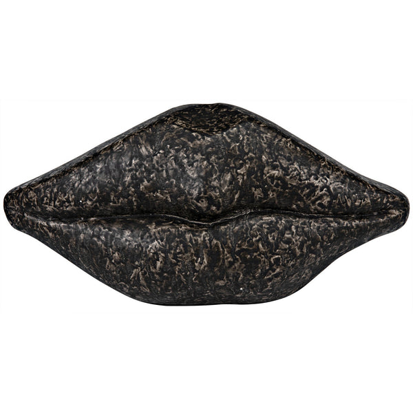 Lips Black Fiber Cement Sculpture-Statues & Sculptures-Noir-LOOMLAN