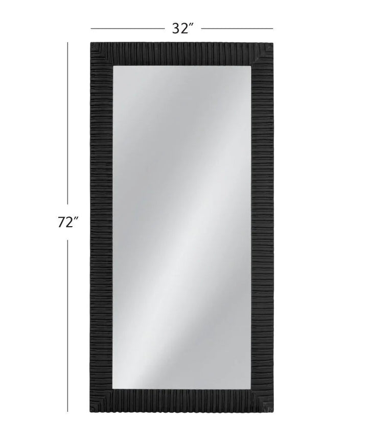 Lithea Matte Black Design Floor Mirror-Floor Mirrors-Bassett Mirror-LOOMLAN
