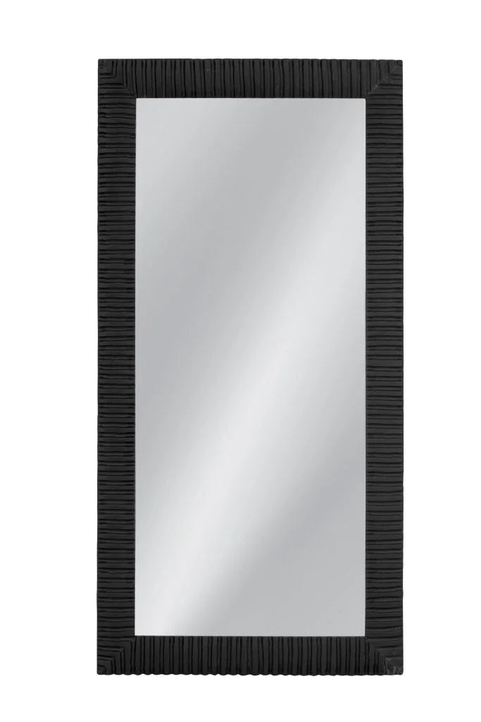 Lithea Matte Black Design Floor Mirror-Floor Mirrors-Bassett Mirror-LOOMLAN