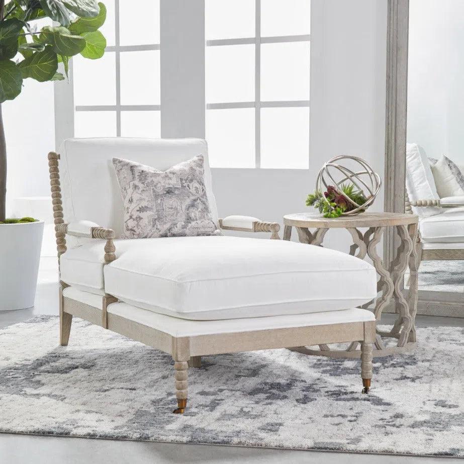 LiveSmart White Performance Chaise Lounge Living Room