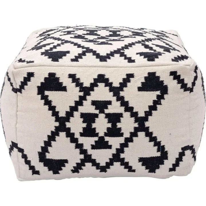Lizardo Ottoman Beige & Black - LOOMLAN - Zuo Modern - Ottomans