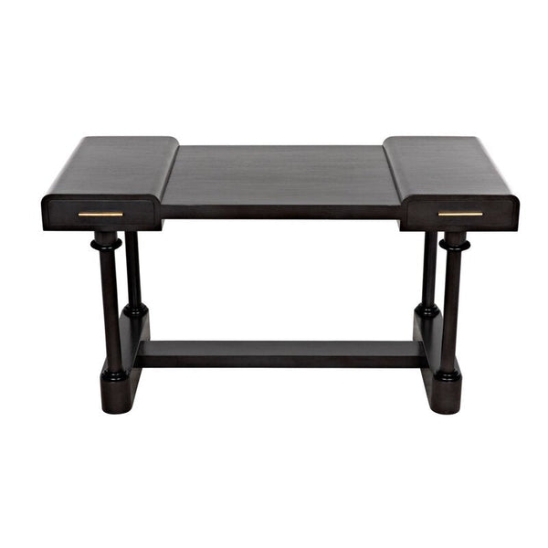 Locarno 60'' Desk Unique Shape Desk with Drawers-Home Office Desks-Noir-LOOMLAN