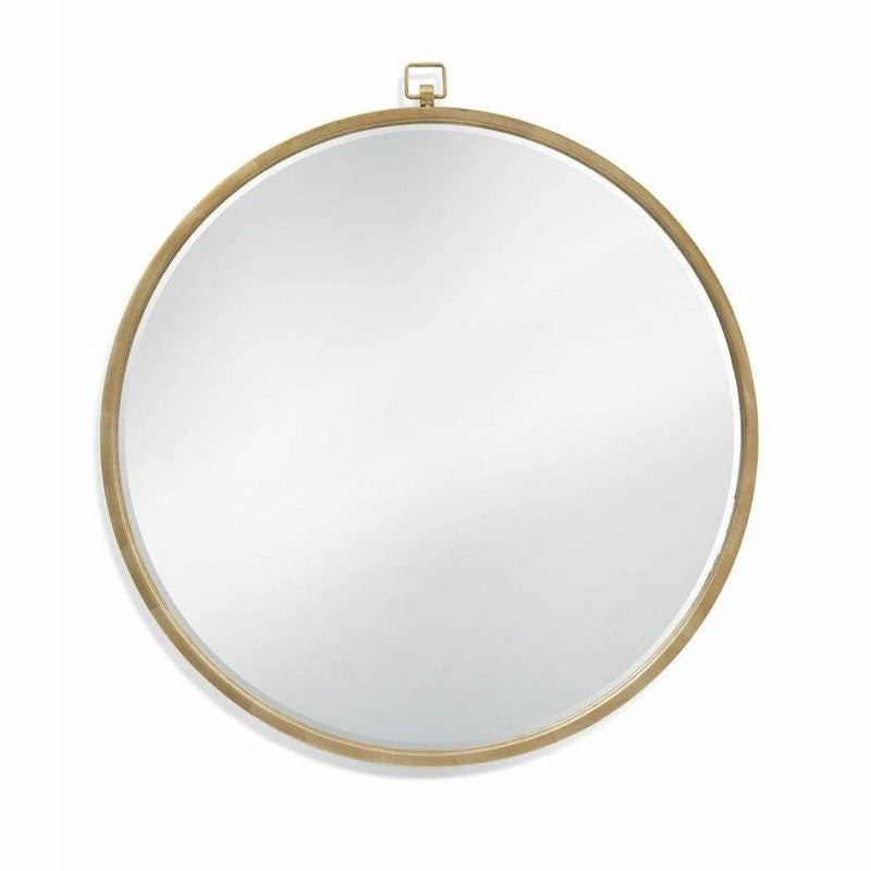 Logaan 36" Round Gold Leaf Wall Mirror Wall Mirrors LOOMLAN By Bassett Mirror