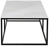 Lois Steel and Marble Rectangle Coffee Table-Coffee Tables-Noir-LOOMLAN