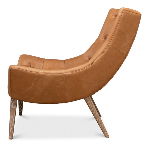 Lola Leather Slipper Accent Chair-Accent Chairs-Sarreid-LOOMLAN