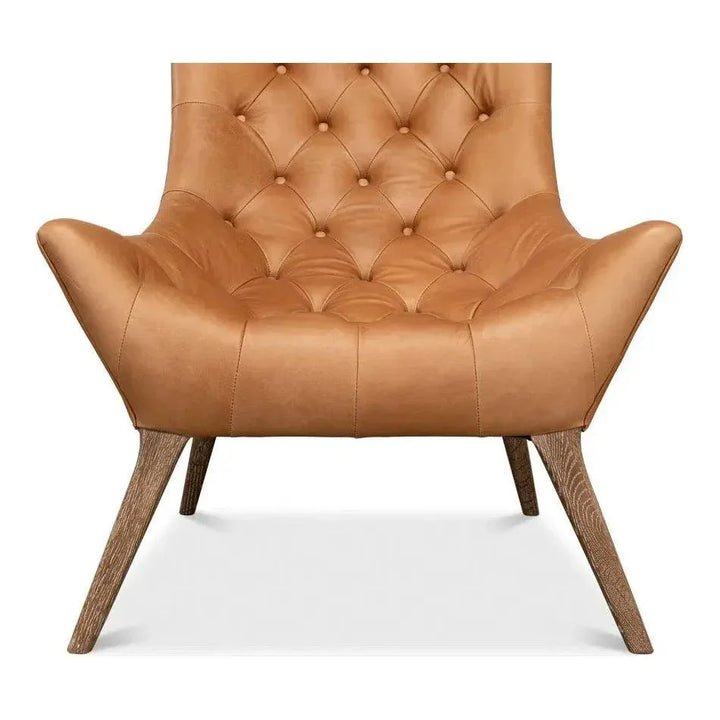 Lola Leather Slipper Accent Chair - LOOMLAN - Sarreid - Accent Chairs