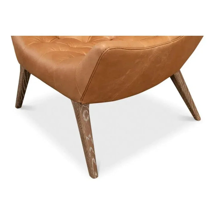 Lola Leather Slipper Accent Chair - LOOMLAN - Sarreid - Accent Chairs