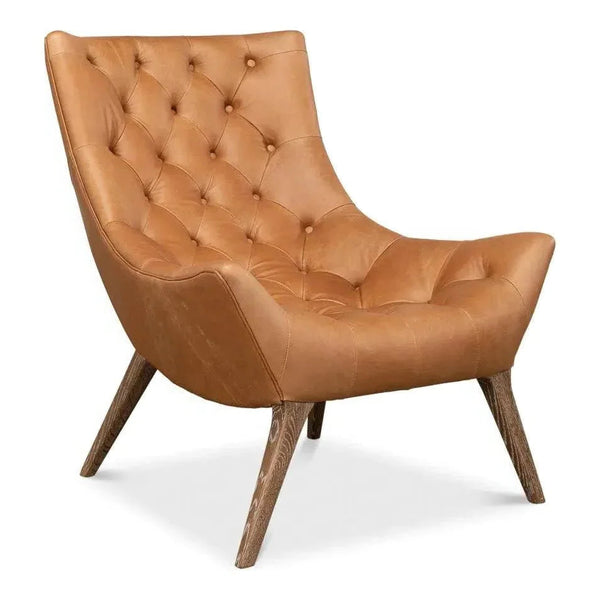 Lola Leather Slipper Accent Chair - LOOMLAN - Sarreid - Accent Chairs