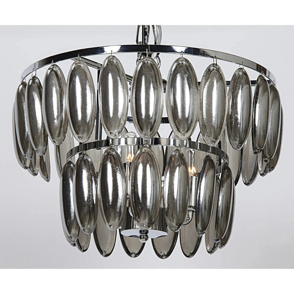 Lolita Metal and Glass Small Chandelier With Chrome Finish-Chandeliers-Noir-LOOMLAN