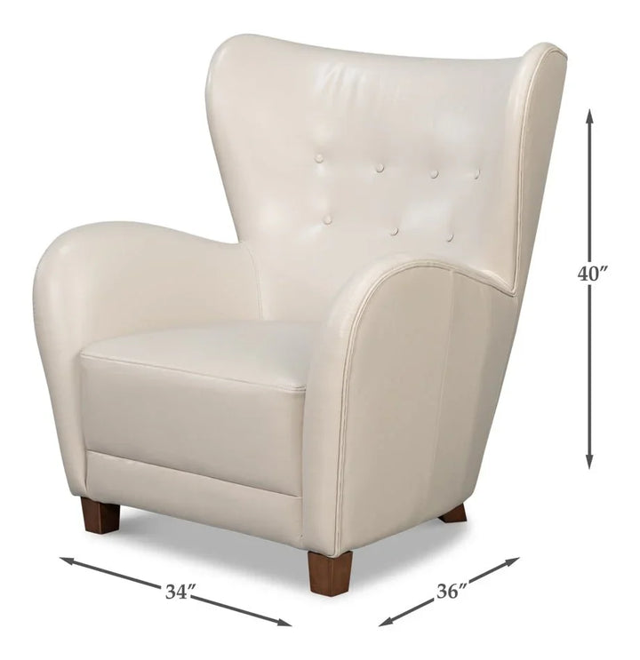 Lombard Leather Wing Chair - LOOMLAN - Sarreid - Club Chairs