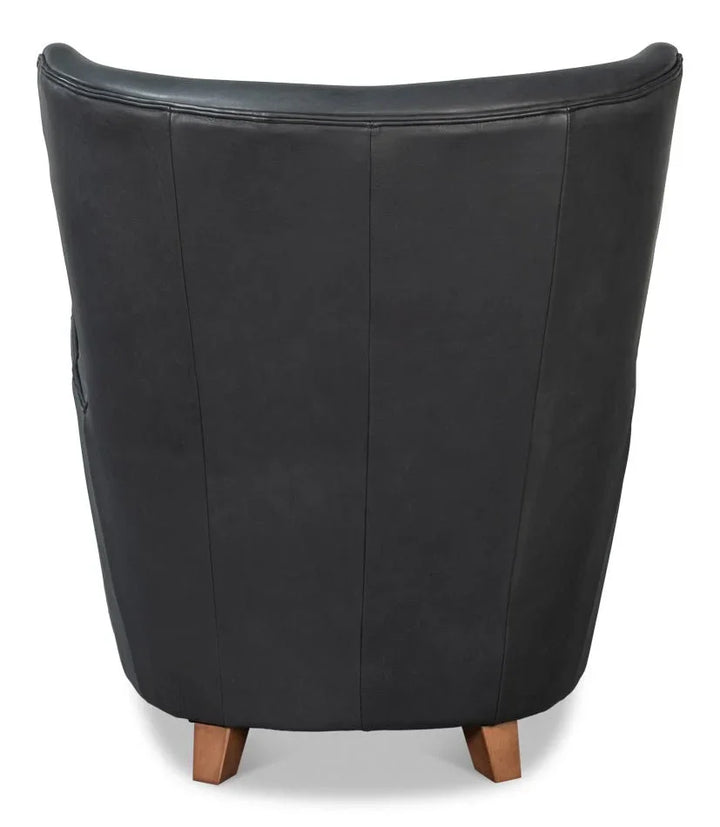 Lombard Leather Wing Chair - LOOMLAN - Sarreid - Club Chairs