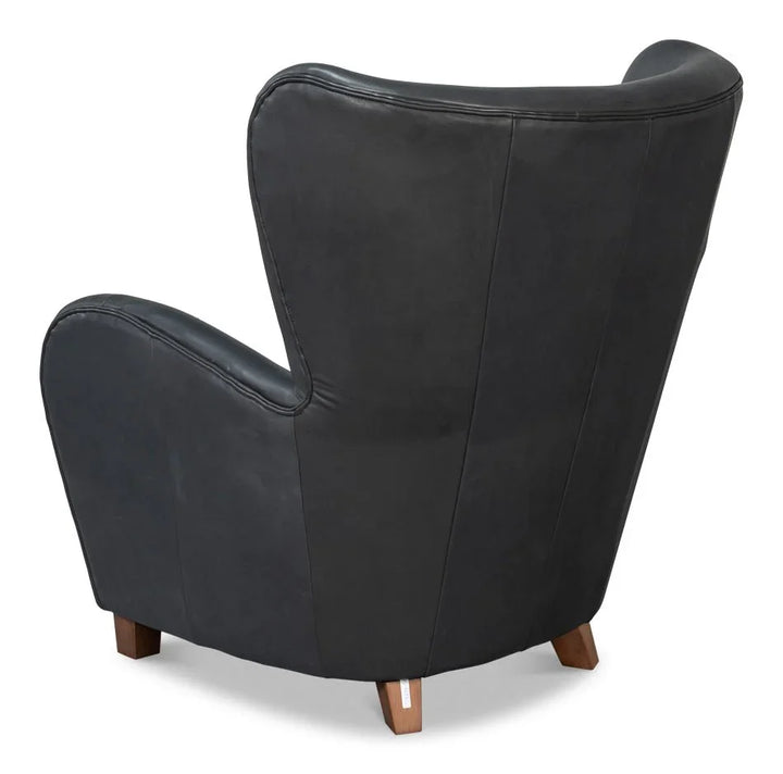 Lombard Leather Wing Chair - LOOMLAN - Sarreid - Club Chairs