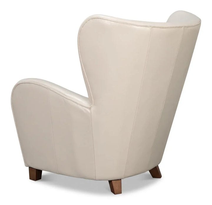 Lombard Leather Wing Chair - LOOMLAN - Sarreid - Club Chairs