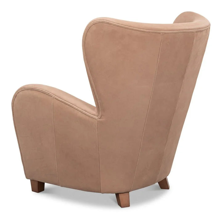 Lombard Wing Leather Chair - LOOMLAN - Sarreid - Club Chairs