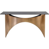 London Desk With Smoked Glass & Gold Finish