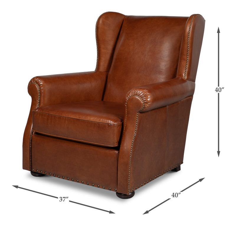 London Dry Leather Club Chair-Club Chairs-Sarreid-LOOMLAN