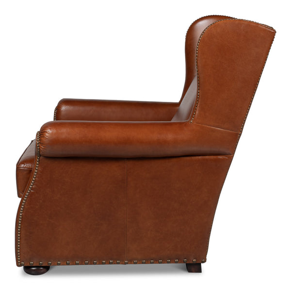 London Dry Leather Club Chair-Club Chairs-Sarreid-LOOMLAN