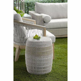 Loom Accent Table Taupe & White Flat Rope Taupe Stripe Outdoor Accessories LOOMLAN By Essentials For Living