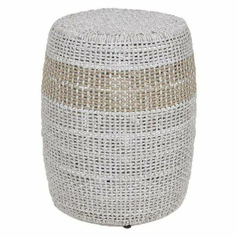Loom Accent Table Taupe & White Flat Rope Taupe Stripe Outdoor Accessories LOOMLAN By Essentials For Living