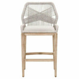 Loom Barstool Taupe & White Flat Rope Pumice Mahogany Bar Stools LOOMLAN By Essentials For Living