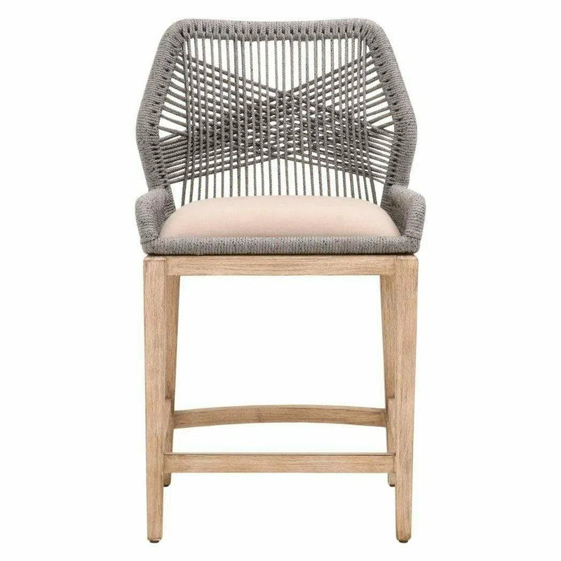 Loom Counter Stool Platinum Rope Light Gray Mahogany Counter Stools LOOMLAN By Essentials For Living