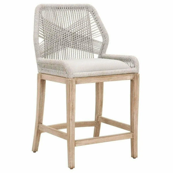 Loom Counter Stool Taupe & White Rope Mahogany Wood Counter Stools LOOMLAN By Essentials For Living